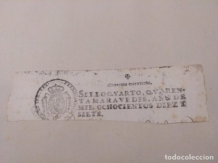 Manuscritos antiguos: 40 MARAVEDIS PARTE DE DOCUMENTO DE 1817 - Foto 1