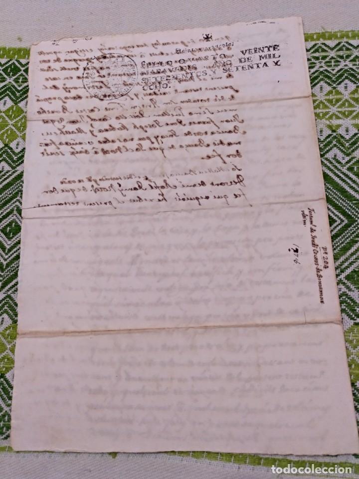 Manuscritos antiguos: 20 MARAVEDIS DOCUMENTO DE DOS HOJAS DE 1778 RELATIVO A BINIAMAR SELVA - Foto 2