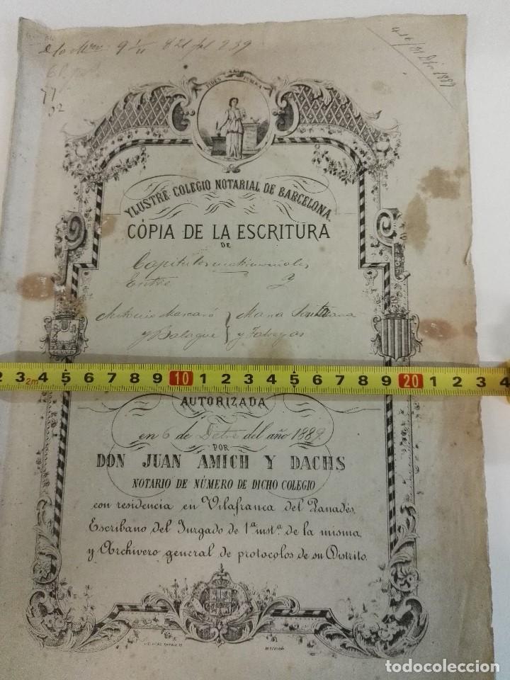 Manuscritos antiguos: Escriptura de la ciudad de Vilafranca del Pened&eacute;s de 1889 - Foto 1