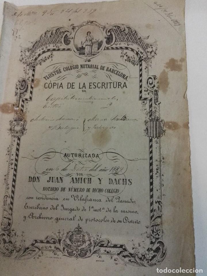 Manuscritos antiguos: Escriptura de la ciudad de Vilafranca del Pened&eacute;s de 1889 - Foto 2