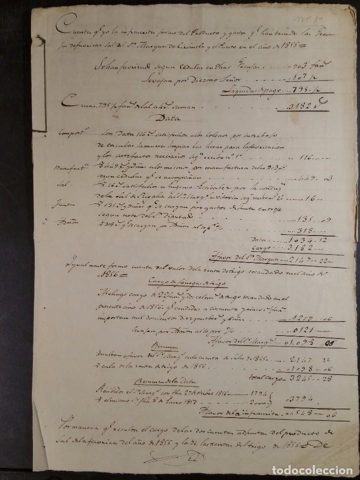 ÁLAVA SALINAS DE AÑANA 1859 CONTABILIDAD DE EXPLOTACIÓN DE SAL MARQUÉS DE CIRIÑUELA (Coleccionismo - Documentos - Manuscritos)