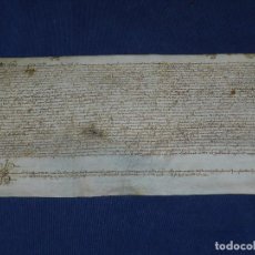 Manuscritos antiguos: (M) PERGAMINO AÑO 1655 - 36X 17 CM ,SEÑALES DE USO DE LA EPOCA. Lote 104294543