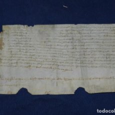 Manuscritos antiguos: (M) PERGAMINO AÑO 1328 - 30'5X 14'5 CM ,SEÑALES DE USO DE LA EPOCA. Lote 104295211