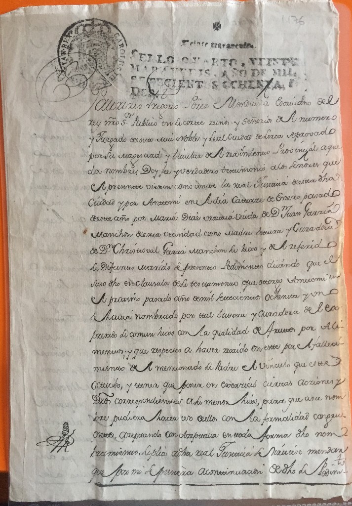 Manuscritos antiguos: LORCA- MURCIA- DOCUMENTO MANUSCRITO 1.782 - Foto 1