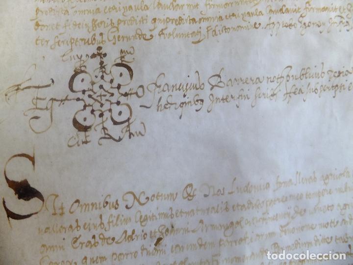 Manuscritos antigos: Manuscrito en pergamino Catalu&ntilde;a Girona L Fororellas de Tayala 1590
