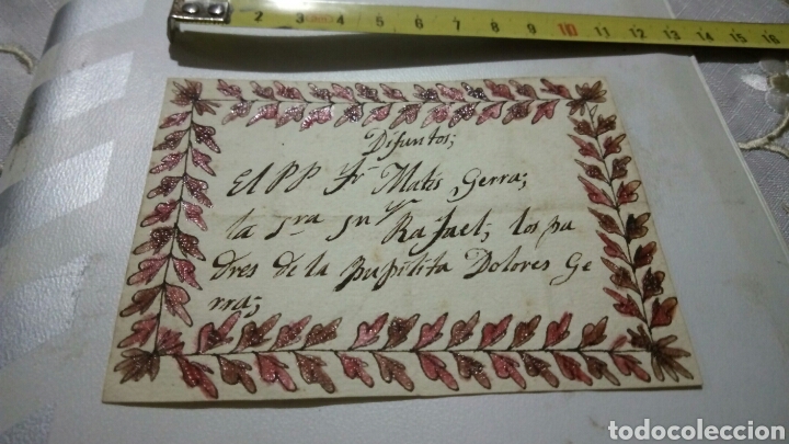 Manuscritos antiguos: Antiguo recordatorio de difuntos pintado a mano - Foto 1