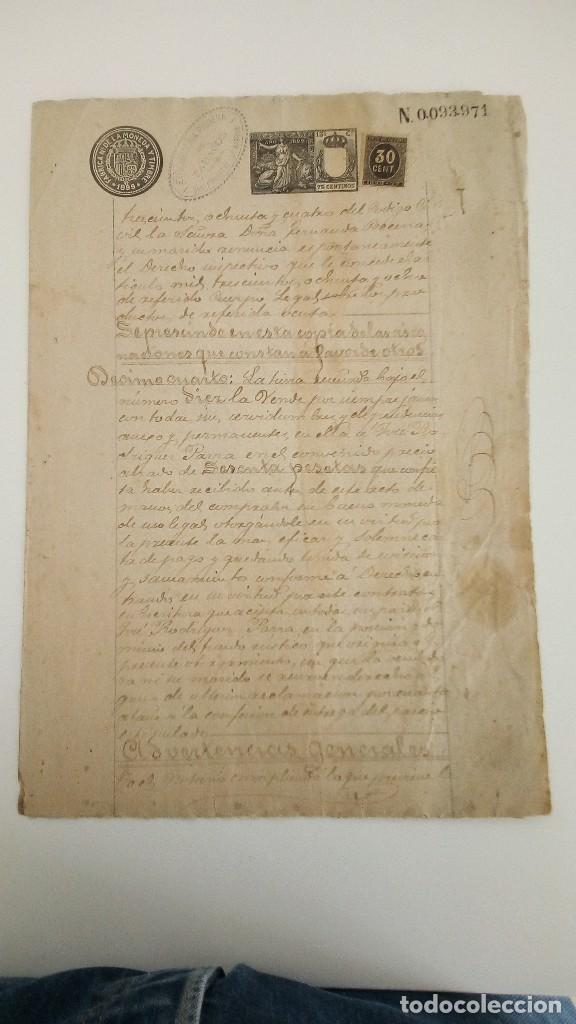 Manuscritos antiguos: DOCUMENTO MANUSCRITO TIMBRADO Y SELLADO A&Ntilde;O 1899 - Foto 1