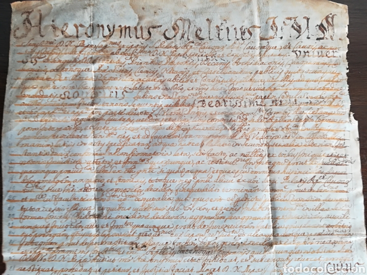 Manuscritos antiguos: Antiguo pergamino con sellos Hieronymus... - Foto 11