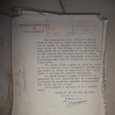 Manuscritos antiguos: FERROCARRILES DE MALLORCA - DOCUMENTACION ORIGINAL AÑOS 1945-1947.. Lote 122988063