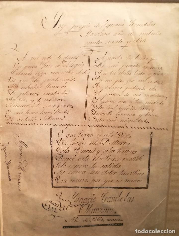 Manuscritos antiguos: POEMA DE IGNACIO CANDELAS MANZANO DE 1867 - Foto 2