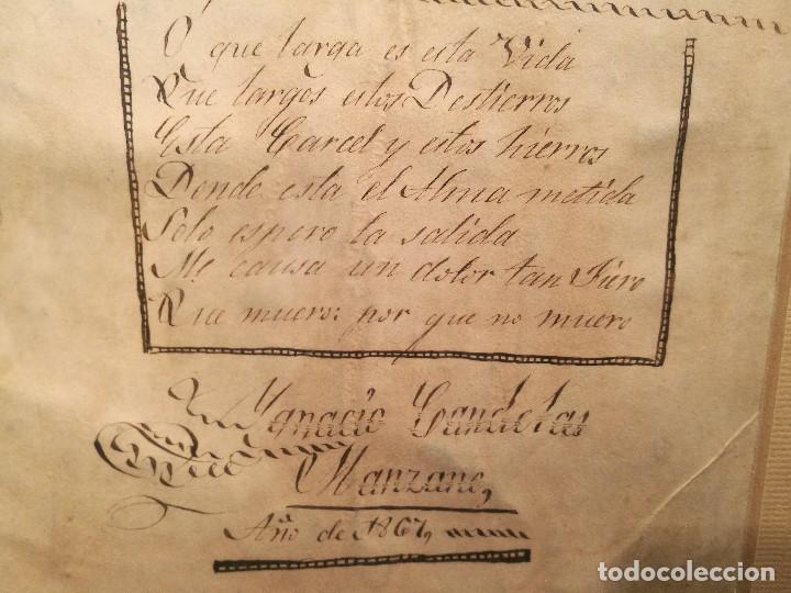Manuscritos antiguos: POEMA DE IGNACIO CANDELAS MANZANO DE 1867 - Foto 4