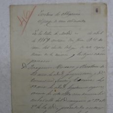 Manuscritos antiguos: MANUSCRITO BORRADOR DE ESCRITURA DE OBLIGACION PAGO ALIMENTOS JOAQUIN HERRERO Y BRETON 1869