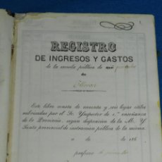 Manuscritos antiguos: (BF) ALCOVER ( TARRAGONA ) - LIBRO REGISTRO DE INGRESOS Y GASTOS DE LA ESCUELA PUBLICA 186??. Lote 126976355