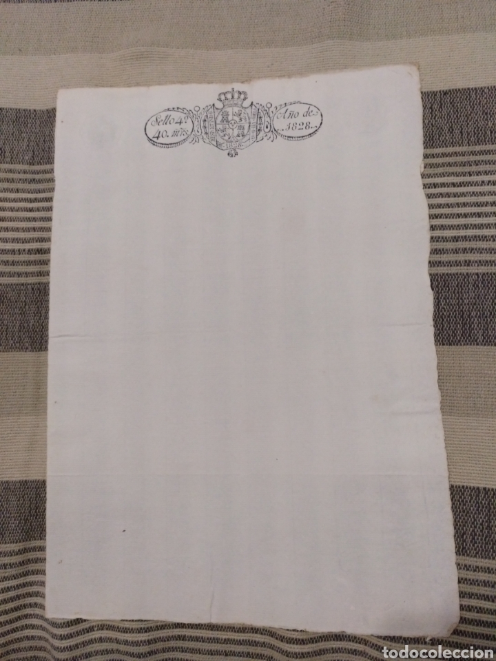 Manuscritos antiguos: Documento de 1828 sello 40 maraved&iacute;s y sello en seco - Foto 2