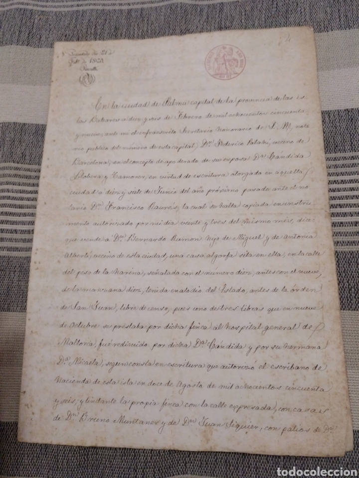 Manuscritos antiguos: Documento 1859 dos hojas Palma Mallorca - Foto 1