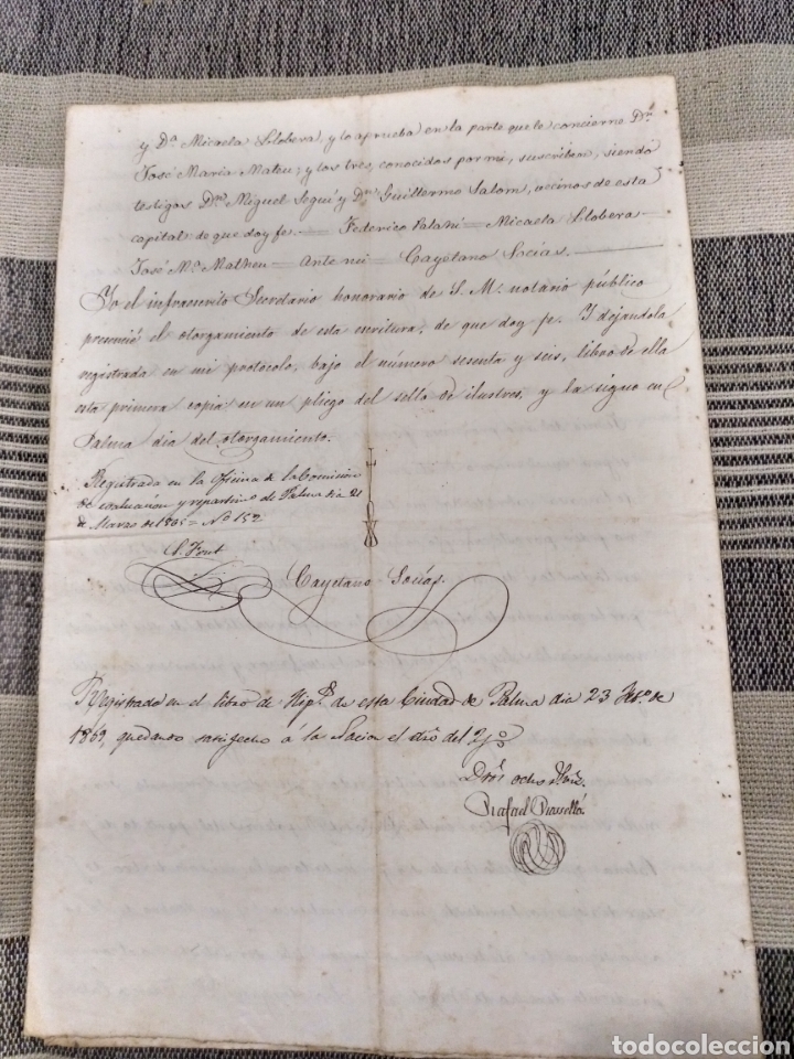 Manuscritos antiguos: Documento 1859 dos hojas Palma Mallorca - Foto 2
