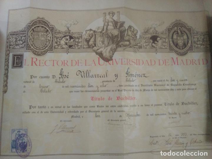 Manuscritos antiguos: Titulo de bachiller - Foto 1