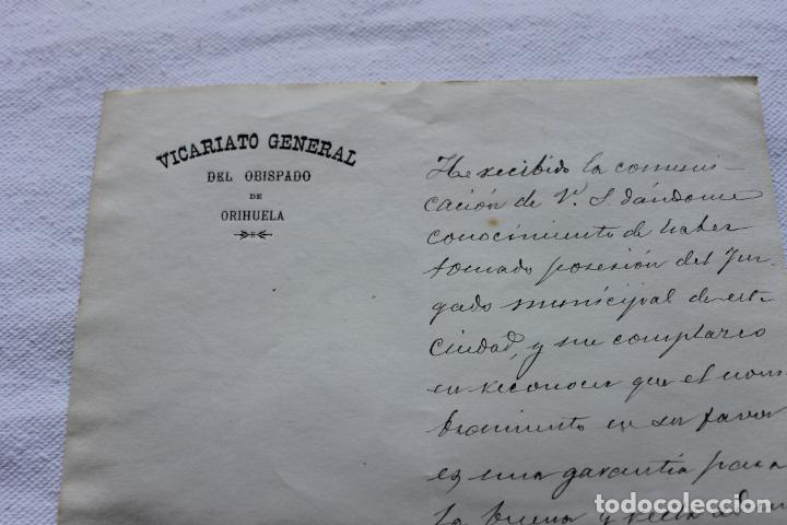 Manuscritos antiguos: VICARIATO GENERAL DEL OBISPADO DE ORIHUELA, FIRMADO 1899 - Foto 2