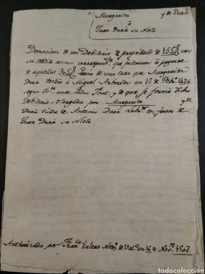 Valencia 1507 Manuscrito En Valenciano Escritur Vendido En Subasta