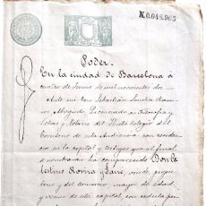 Manuscritos antiguos: BARCELONA 1902 - PODER CELESTINO ROVIRA Y JANÉ- SELLO FISCAL 7ª CLASE 5 PESETAS. Lote 132732118