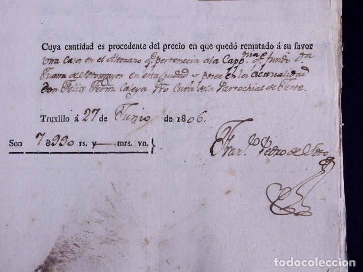 Manuscritos antiguos: COMPRAVENTA DE CASA EN TRUJILLO 1806 - Foto 3