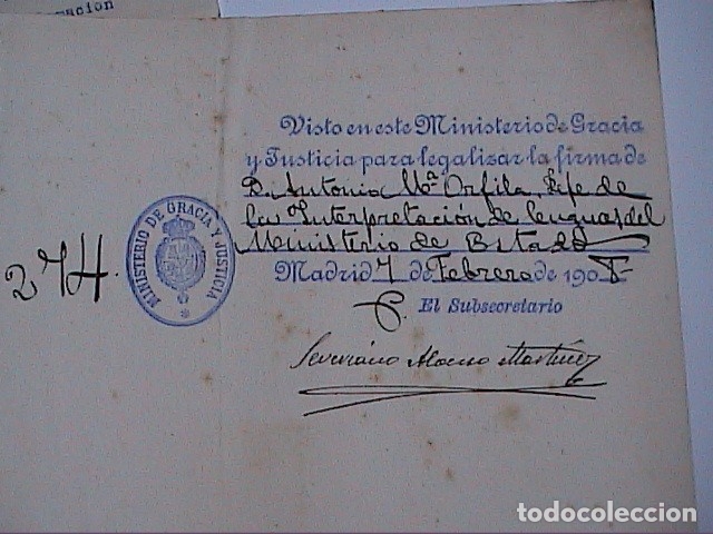 Manuscritos antiguos: 1907. INTERPRETACI&Oacute;N JURADA DEL ALEM&Aacute;N AL CASTELLANO. BERL&Iacute;N - MADRID. - Foto 2