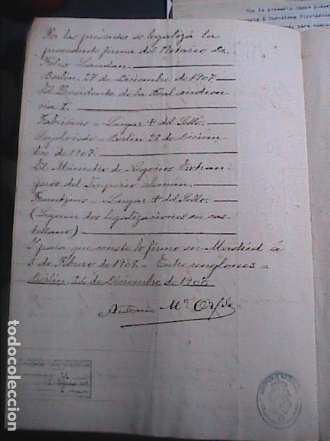 Manuscritos antiguos: 1907. INTERPRETACI&Oacute;N JURADA DEL ALEM&Aacute;N AL CASTELLANO. BERL&Iacute;N - MADRID. - Foto 3