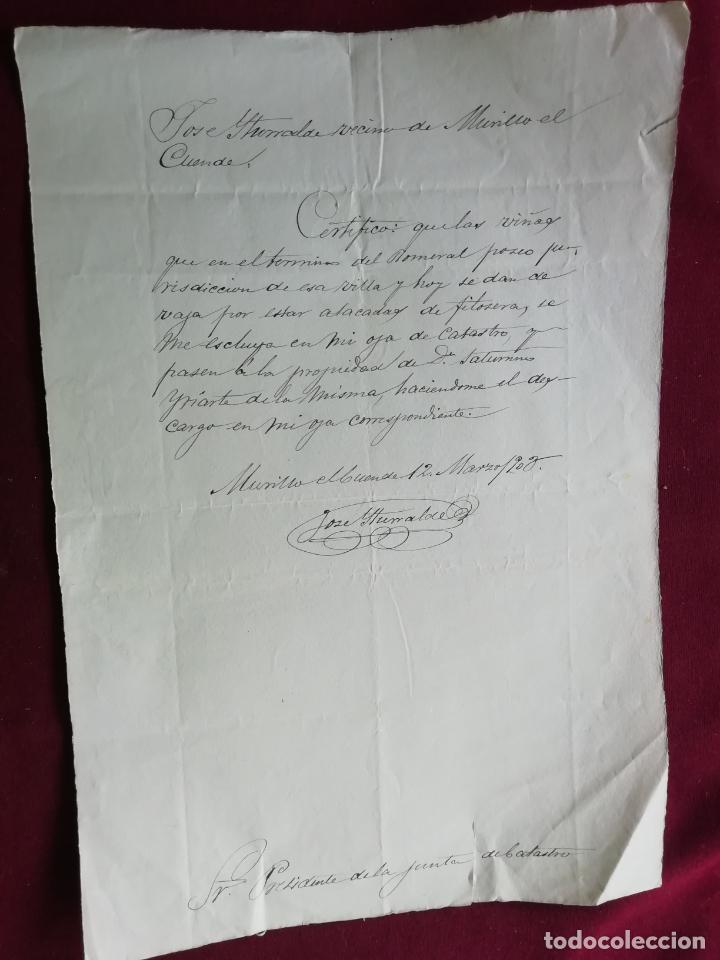 Manuscritos antiguos: Murillo el Cuende (Navarra) certificaci&oacute;n de 1903 - Foto 1