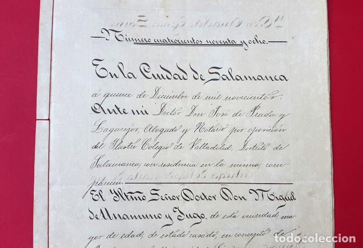 Manuscritos antiguos: SALAMANCA - 1900 - MIGUEL DE UNAMUNO - Foto 3