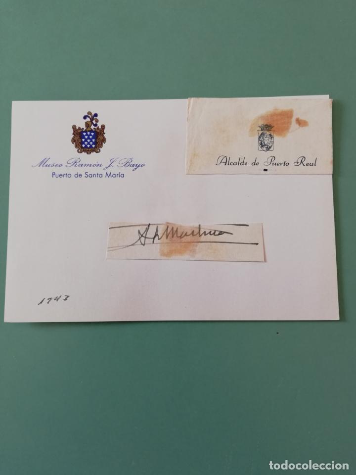 Manuscritos antiguos: SIGNED. FIRMA DEL ALCALDE DE PUERTO REAL 1943 - Foto 1