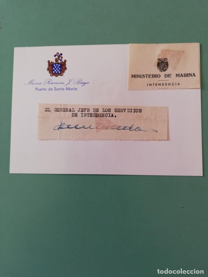 Manuscritos antiguos: SIGNED. FIRMA DEL GENERAL JEFE DE LOS SERVICIOS DE INTENDENCIA. - Foto 1