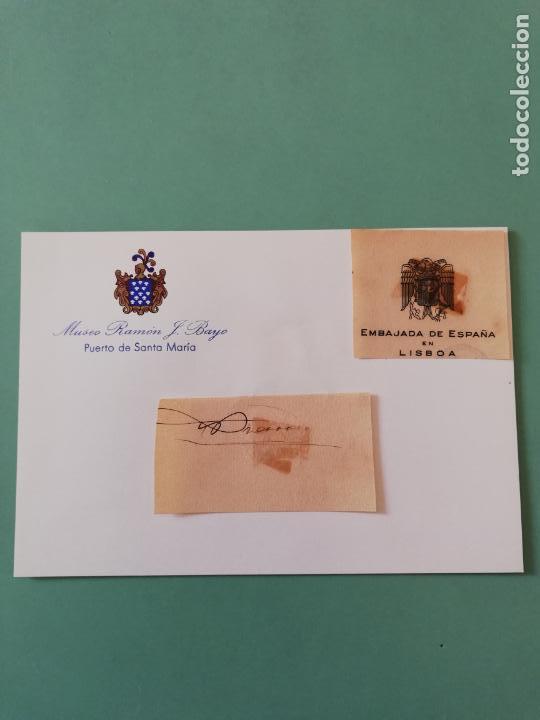 Manuscritos antiguos: SIGNED. FIRMA EMBAJADA DE ESPA&Ntilde;A EN LISBOA. - Foto 1