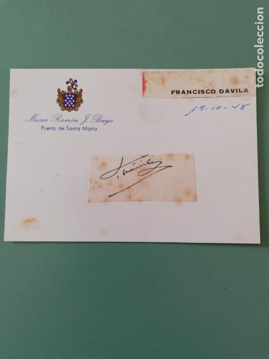 Manuscritos antiguos: SIGNED. FIRMA DE FRANCISCO DAVILA 1948. - Foto 1