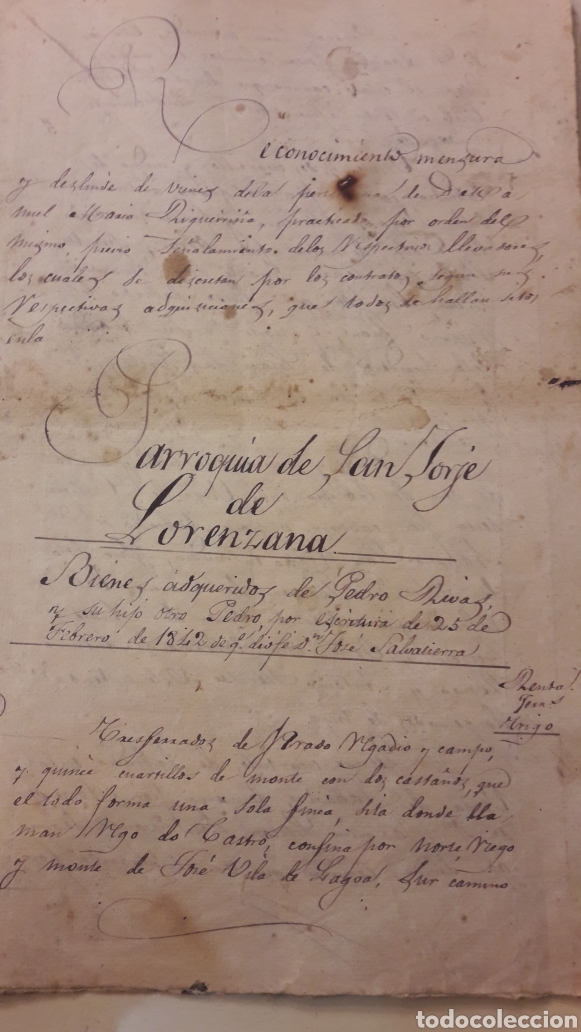Manuscritos antiguos: 1842 San Jorge de Lorenzana - Foto 1