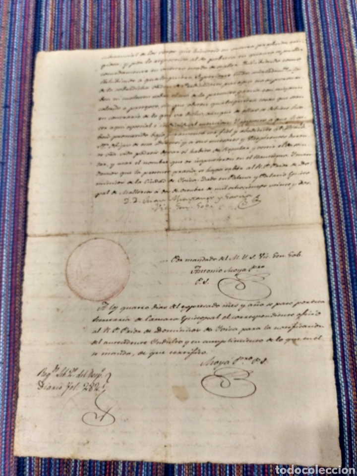 Manuscritos antiguos: DOCUMENTO UNA HOJA 1822 CON SELLO DEL OBISPO DE MALLORCA - Foto 2