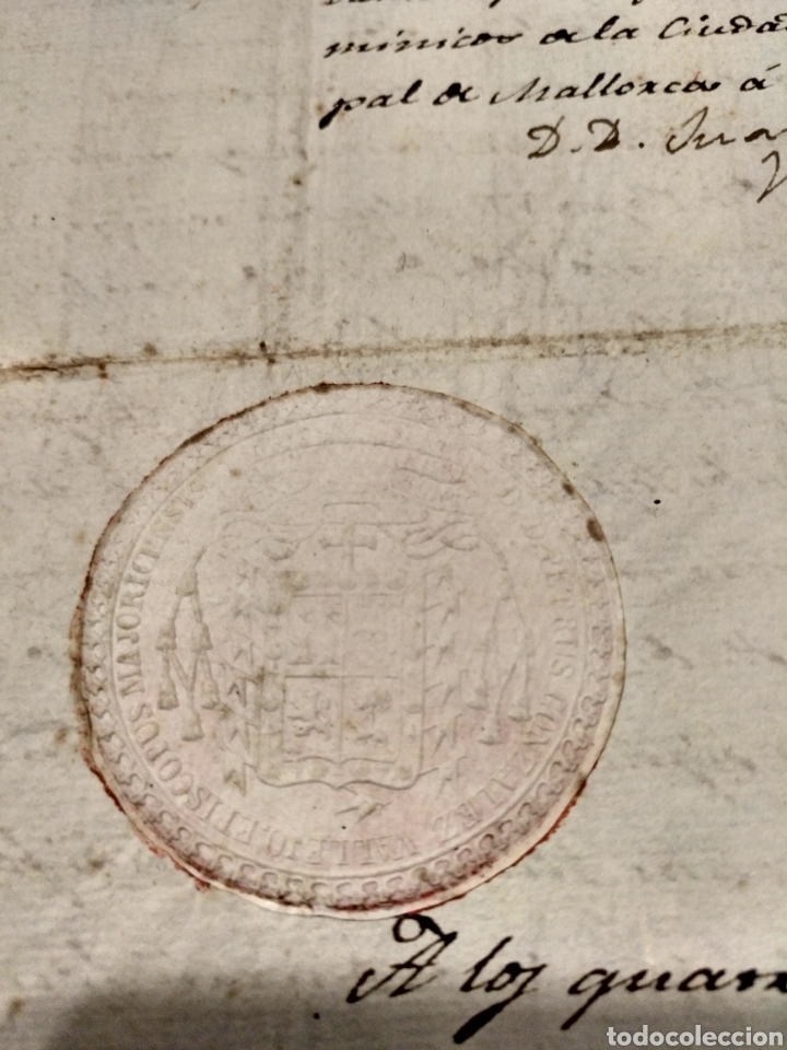 Manuscritos antiguos: DOCUMENTO UNA HOJA 1822 CON SELLO DEL OBISPO DE MALLORCA - Foto 4