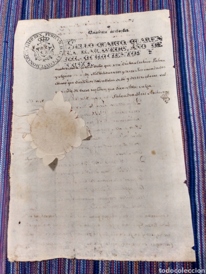 Manuscritos antiguos: DOCUMENTO DE 1813 CON SELLO DE PAPEL UNA HOJA - Foto 1