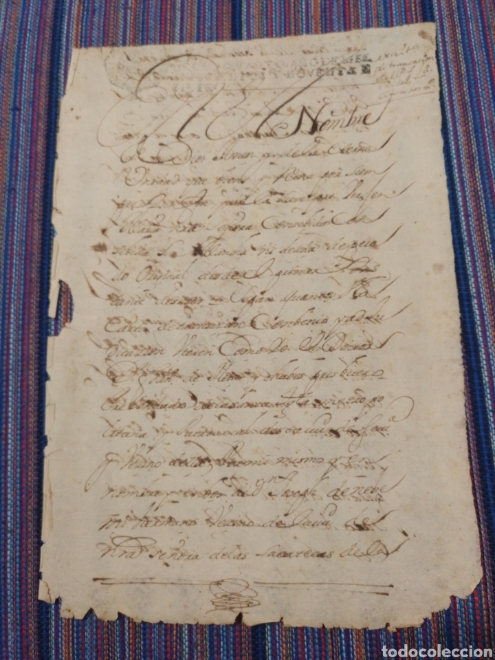 Manuscritos antiguos: DOCUMENTO UNA HOJA 1697. A CLASIFICAR - Foto 1