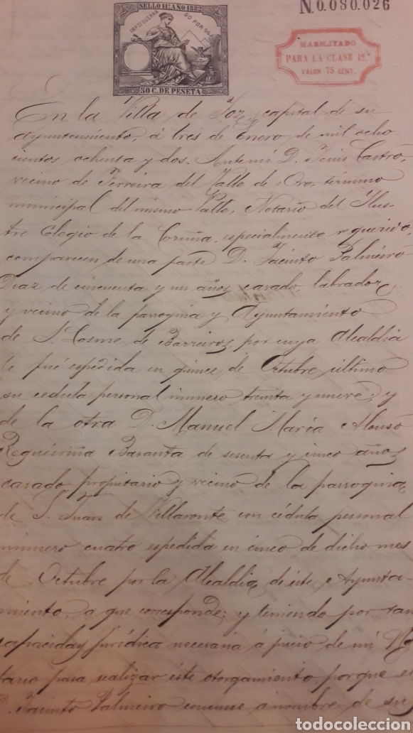 Manuscritos antiguos: 1882 Villa Foz Lugo - Foto 2
