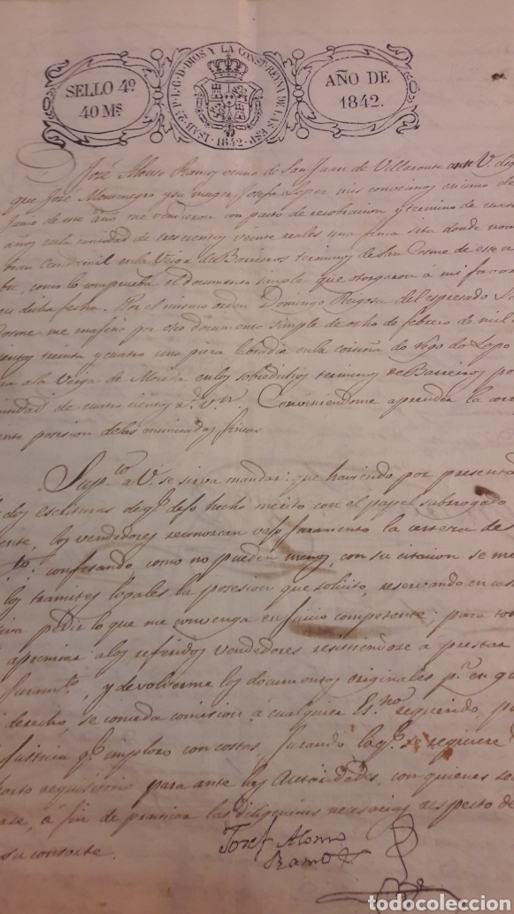 Manuscritos antiguos: 1842 Isabel II San Juan Lugo - Foto 1