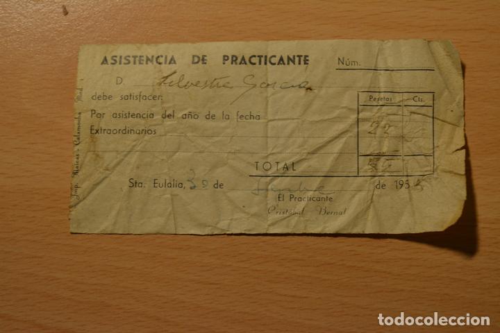 Manuscritos antiguos: RECIBO  DE ASISTENCIA ANUAL DE PRACTICANTE.1955 - Foto 1