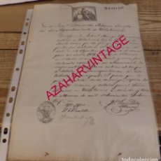 Manuscritos antiguos: VILLATURIEL, LEON, 1880, CERTIFICADO EXENCION ALISTAMIENTO, SELLO ALCALDIA CONSTITUCIONAL