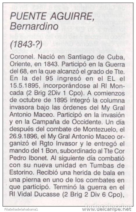 Manuscritos antiguos: *BE21 CUBA INDEPENDENCE WAR CORONEL BERNARDINO PUENTE - Foto 3