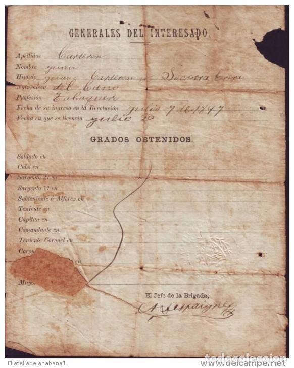 Manuscritos antiguos: *BE24 CUBA INDEPENDENCE WAR CORONEL ALFREDO DESPAIGNE - Foto 3