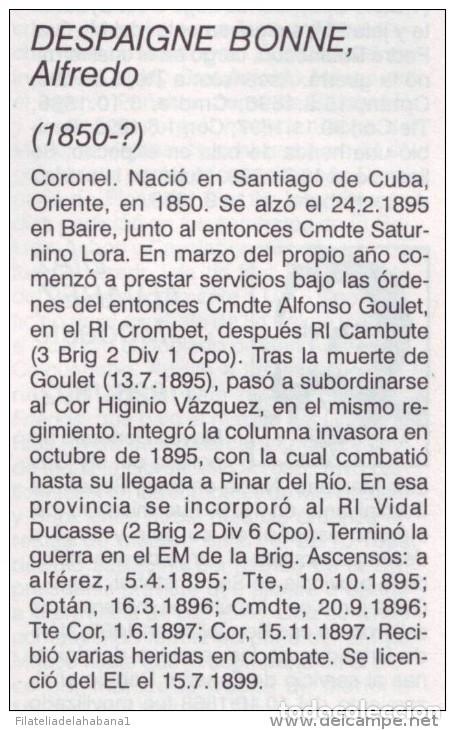 Manuscritos antiguos: *BE24 CUBA INDEPENDENCE WAR CORONEL ALFREDO DESPAIGNE - Foto 4