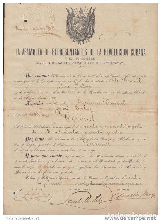 Manuscritos antiguos: *BE300 CUBA INDEPENDENCE WAR  CORONEL JOSE GALVES (MILITAR LIVE DOCS) 1898 - Foto 1