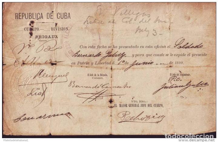 Manuscritos antiguos: *BE47 CUBA INDEPENDENCE WAR GENERAL BRIGADA BERNARDO CAMACHO - Foto 2