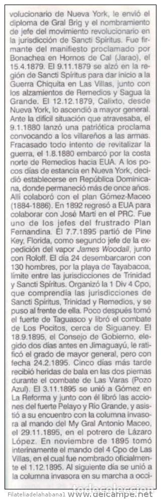 Manuscritos antiguos: *BE58 CUBA INDEPENDENCE WAR MAYOR GENERAL. SERAFIN SANCHEZ VALDIVIA - Foto 6