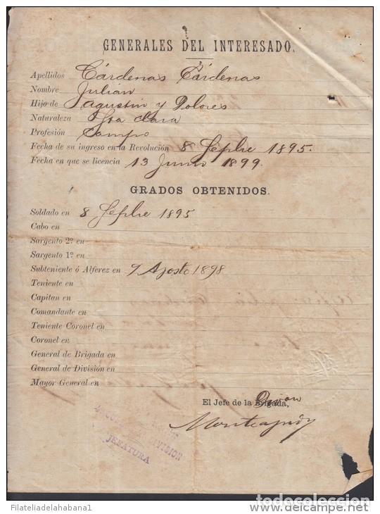 Manuscritos antiguos: *BE436 CUBA INDEPENDENCE WAR GENERAL DE DIVISION JOSE MONTEAGUDO SIGNED 1896 - Foto 2