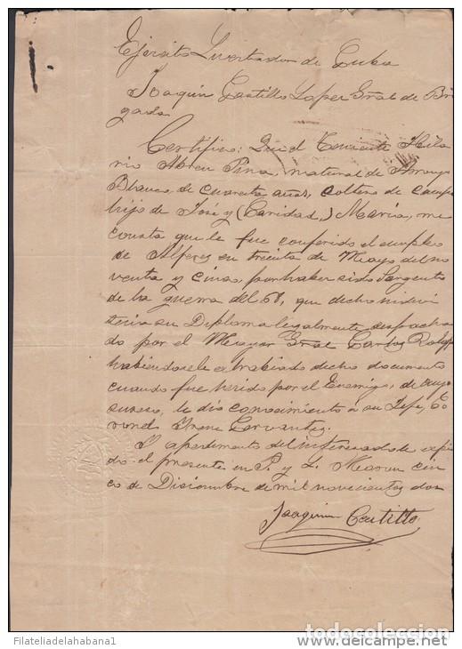 Manuscritos antiguos: *BE459 CUBA INDEPENDENCE WAR GENERAL DE DIVISION JOAQUIN CASTILLO LOPEZ 1902 - Foto 3